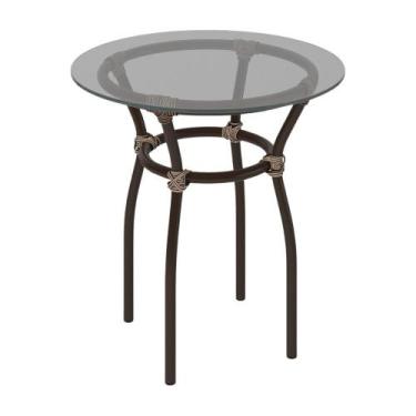 Imagem de Mesa de Centro Jardim/Área de Lazer 50cm Vidro e Aço com Material Sint