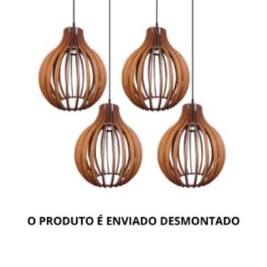 Imagem de Kit com 2 Luminárias Pendentes Abajur de Teto em MDF Moderno ***DESMON