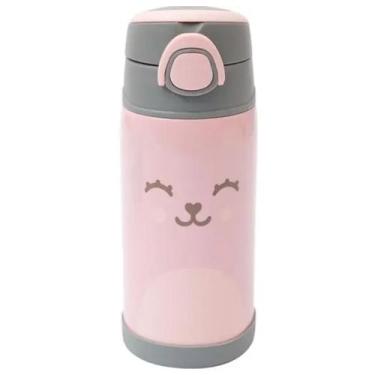 Imagem de Copo Térmico Infantil Garrafa Térmica Inox Parede Dupla Com Canudo Gum
