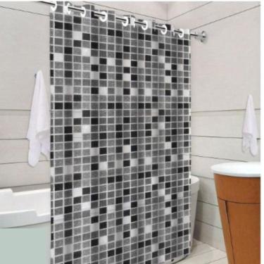 Imagem de Cortina de Chuveiro Banheiro Box PVC com Ilhos Anti Mofo - Pastilha - 