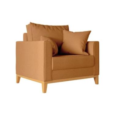 Imagem de Poltrona Beny 80cm Base de Madeira Linho - Topazio Decor,  Terracota