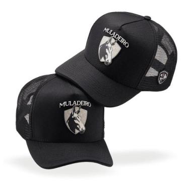 Imagem de Boné Country Preto Muladeiro Modelo Trucker Telinha Lançamento - Pampá