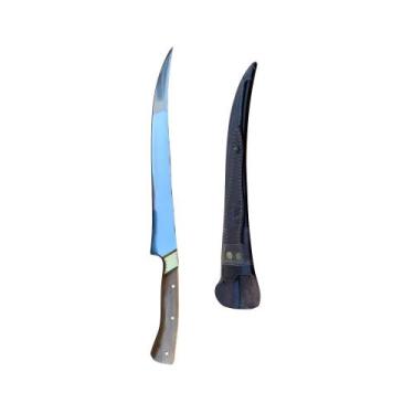 Imagem de Faca FILETEIRA 8 pol  - inox -  bainha couro - artesanal - Utensilios 
