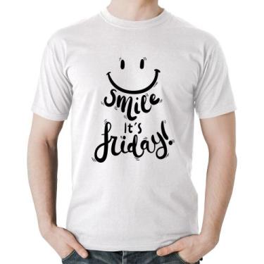 Imagem de Camiseta Algodão Smile, It's Friday! - Foca na Moda, Branco, GGG