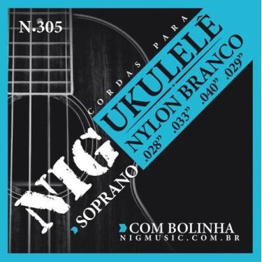 Imagem de Encordoamento p/ ukulele nylon branco c/ bolinha n-305 - NIG
