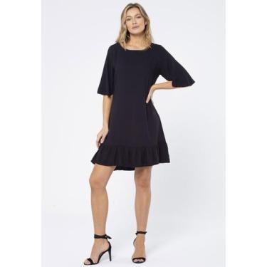 Imagem de Vestido Curto Viscose Babado Preto - Amazonia Vital