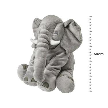 Imagem de Almofada Travesseiro Elefante Bebê Dormir Pelúcia Velboa Gigante 60 cm