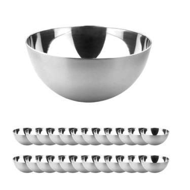 Imagem de 24 Tigela Bowl Cumbuca Caldo Açai Sorvete Inox 500ml - yangzi