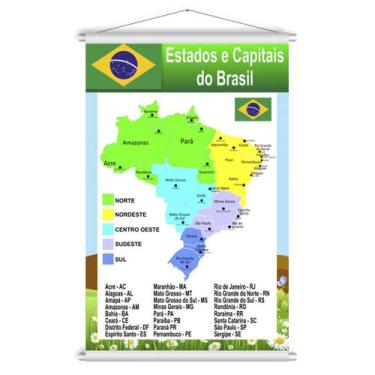Imagem de Banner Educativo Estados Capitais do Brasil Didático 60x90cm - Fadrix