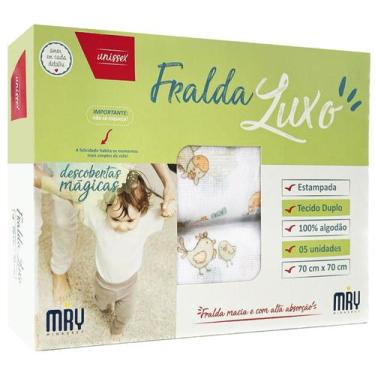 Imagem de Fralda de Pano Bebê Luxo Tecido Duplo 100% Algodão Estampada 70x70cm C