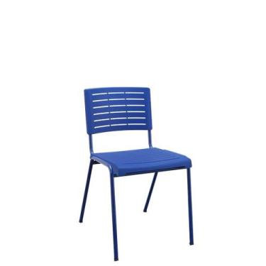 Imagem de Cadeira Fixa Escritório Multiuso Niala Plaxmetal NR17 Azul BIC