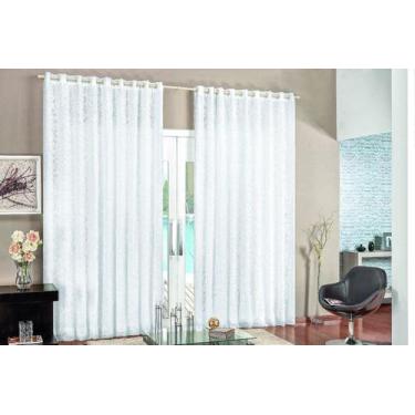 Imagem de Cortina para Varão Simples 4 Metros x 2,80 em Renda e Voal Branca - Ro