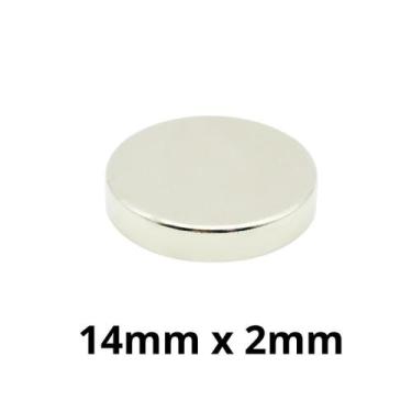 Imagem de Kit 5 Peças Imã Neodímio Disco Magnético N35  14 x 2 mm Super Forte Po