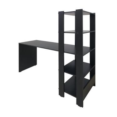 Imagem de Escrivaninha com estante 5 prateleiras - SM - 143AX135LX45P, Preto