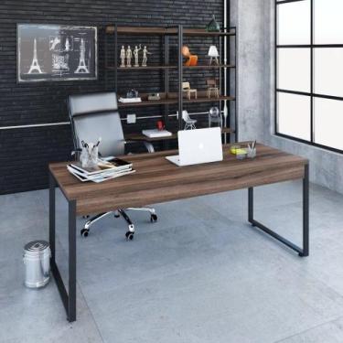 Imagem de Mesa de Escritório Industrial Kuadra 180 cm - Nogal/Preto - Compace, M