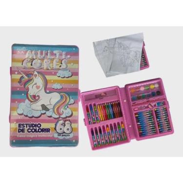 Imagem de Estojo de Pintura Unicórnio Para Colorir 68 pçs Aquarela - FUN GAME