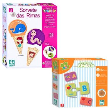 Imagem de Kit Brinquedo Educativo 3 Anos Descobrindo O Alfabeto E Sorvete Das Ri