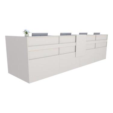 Imagem de Balcão em L Recepção Caixa 523cm Branco - Linha Premium  1.1 - Marcena