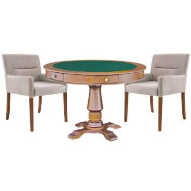 Imagem de Mesa de Jogos Carteado Victoria Redonda Tampo Reversível Amêndoa com K