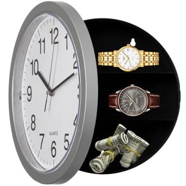 Imagem de Clockswise Relógio de parede SAFE25,4 cm com porta de armazenamento oculta elegante seguro para objetos de valor com compartimento interior secreto caixa de desvio para cozinha, decoração de sala de