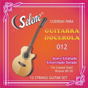 Imagem de Conjunto de violão profissional de 12 cordas modelo Selene - 012 (conjunto completo) Cuerdas para Guitarra Docerola, conjunto de 12 cuerdas