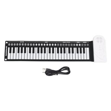 Imagem de Piano de Teclado Roll Up, Teclado de Piano Eletrônico Portátil de 49 Teclas, 16 Tons 10 Ritmos, Piano de Viagem Dobrável Flexível de Silicone Alto-falante Embutido para Iniciantes