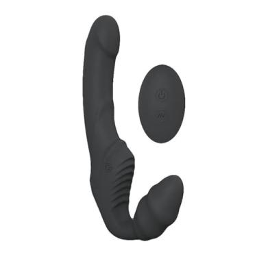 Imagem de Vibrador Duplo Strapless Nana S-Hande 9 Modos de Vibração 21,8cm x 3,1cm com Controle Remoto Flexível em Silicone Recarregável (PRETO)