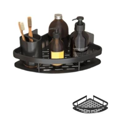 Imagem de Suporte Organizador Prateleira Alumínio Banheiro Cozinha Lavanderia Parede Sem Furo Nicho Triangular Porta Shampoo Sabonete Versátil Robusto Design Moderno