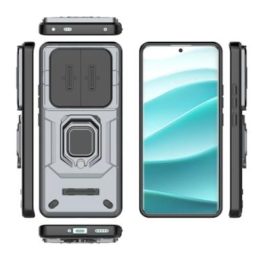 Imagem de Compatível Com Xiaomi Redmi Note 14 Pro Plus 5G (versão Doméstica) Capa De Telefone Slim Case Kickstand Phone Case PC E TPU Phone Case Cover Push Window Phone Case(Gray)