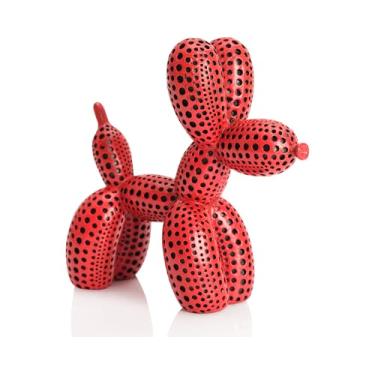 Imagem de BOIHEGU Estátua de cachorro de balão decoração de cachorro de bolinhas coisas legais para colocar nas prateleiras, estátua de cachorro de balão vermelho decoração divertida peso de papel, opções de