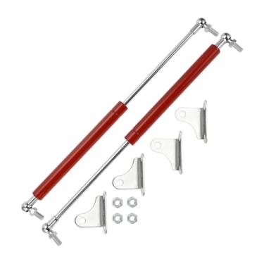 Imagem de Motoforti Suporte universal de elevação de tampa de carro de jantar escoras mola a gás 380 mm 45.4 kg/445N/45kg vermelho 2 peças