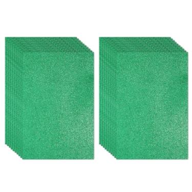 Imagem de PATIKIL Folha de espuma vinílica acetinada brilhante verde 16 x 12 polegadas 2 mm de espessura com adesivo traseiro brilhante EVA Glitter feltro para projetos de artesanato DIY, 20 peças