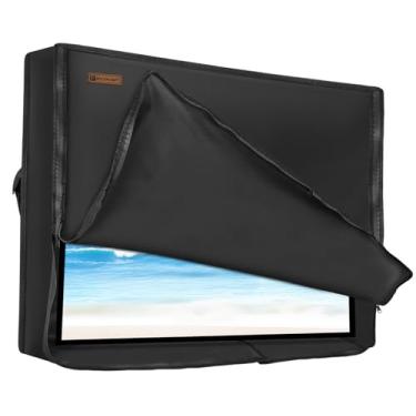 Imagem de Capa de TV externa em forma de caixa com zíper de 3 lados, 101 a 103 cm, à prova d'água, 600D, resistente, à prova de intempéries, aba frontal com zíper duplo para TV externa de tela plana de 41 a 43