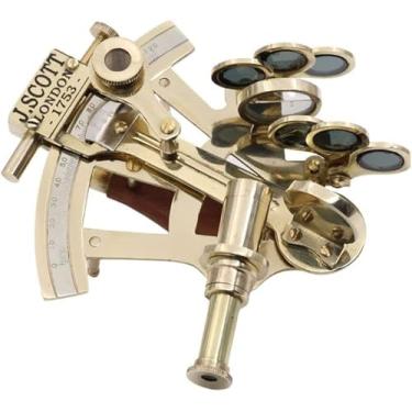 Imagem de ROORKEE INSTRUMENTS (INDIA) A NAUTICAL REPRODUCTION HOUSE RII Pocket Sextant J. Scott London Nautical Navy Sailors Latão, Determine Latitude e Longitude, Sextante Galáctico Gifting, Casamento