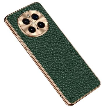 Imagem de POYUFRG Capa de luxo para Honor Magic 7 Pro/7, capa de couro com bordas douradas brilhantes revestidas, pacote total, capa antiqueda, verde, 7 Pro