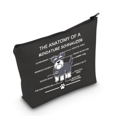 Imagem de LEVLO Presentes engraçados em miniatura para amantes de Schnauzer The Anatomy of A Miniatura Schnauzer Bolsas de Cosméticos Mini Schnauzer Bolsas de Higiene Pessoal de Viagem para Mãe Veterinária,