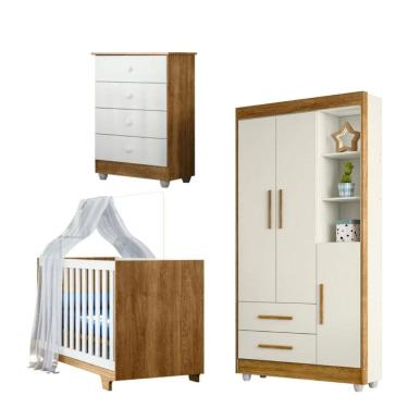 Imagem de Quarto Bebê c/ Berço Mini Cama,Guarda Roupa,Cômoda e Colchão