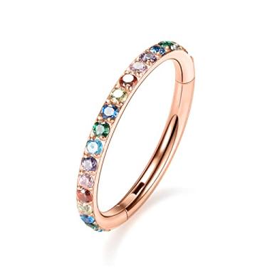 Imagem de AROWRO Anel de argola articulado CZ 20G 18G 16G 5/6/7/8/9/10/12mm opala aço cirúrgico conch daith Rook cartilagem tragus hélice brincos anel de septo piercing de nariz jóias, Metal, outro