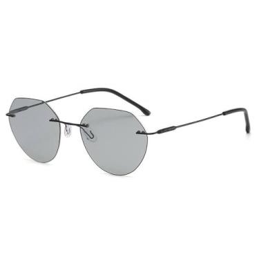 Imagem de Óculos de sol sem aro para dirigir à noite, masculino e feminino, óculos de sol da moda, óculos de sol fotocrômicos para dirigir, UV400, preto, fotocrômico, tamanho único