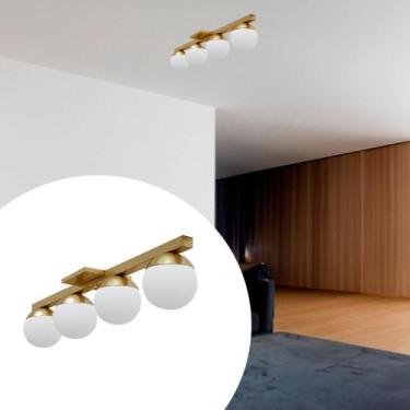 Imagem de Plafon sobrepor de Teto Lustre Jabuticaba Com 4 Vidro Globo 12cm Bivol