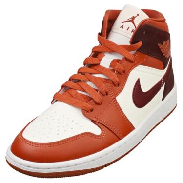 Imagem de Nike Tênis feminino Air Jordan 1 Mid, Pêssego empoeirado, vela, branco, marrom noturno, 36