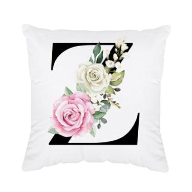 Imagem de Fronhas iniciais 45,7 x 45,7 cm - Capa de almofada monograma, capa de almofada com monograma Z, fronha de almofada personalizada para mulheres, presentes iniciais Z para