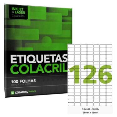 Imagem de Etiqueta Adesiva A4 CA4349 26 x 15 mm 100 Folhas Colacril