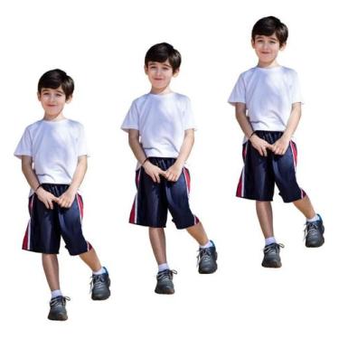Imagem de Kit 3 Bermudas Short Tactel Esportivo Uniforme Escolar 214 - FR, 3 azu