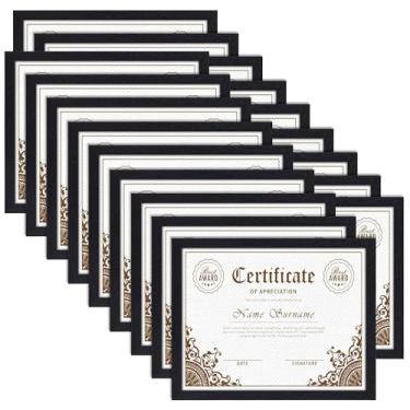 Imagem de PETAFLOP Molduras para fotos 21 x 27 cm com certificado de documentos, conjunto de 18, moldura preta para mesa de parede vertical e horizontalmente