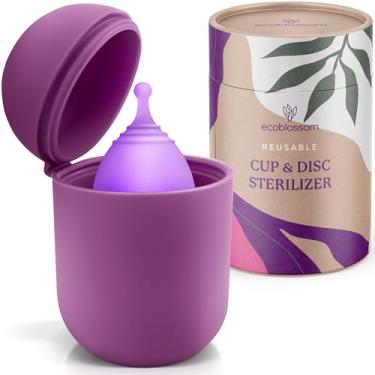 Imagem de EcoBlossom Menstrual Cup Case and Sterilizer - Reusable Silicone Sterilizing Holder - Cleaner Period for You and Your Disc or Cup - Portable Cleaning Container & Microwave Steamer (Purple)