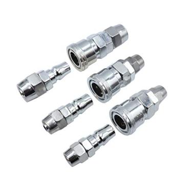 Imagem de LBY Kit de acoplador de ar e plugue, acessórios de mangueira de ar, conector pneumático de compressor de ar industrial tipo C, kit de acessórios de conexão rápida SP20/30/40+PP20/30/40, pacote com 6