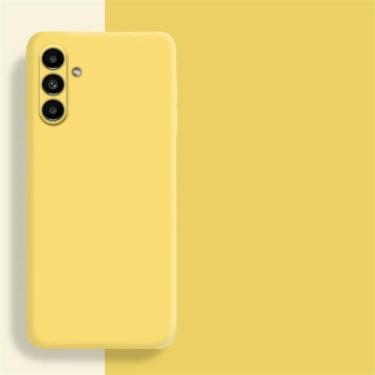 Imagem de Capa de silicone líquido para Samsung Galaxy A15 A25 A35 A55 5G A05 A05S 4G Capas de telefone à prova de choque, amarelas, para A35 5G