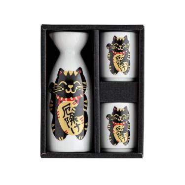 Imagem de Waraku Fuuka Saquê japonês (Maneki Neko Yakuyoke, 1 garrafa Tokkuri e 2 copos Ochoko)