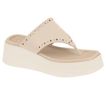 Imagem de Tamanco Feminino Beira Rio Anabela Super Leve  Conforto, Creme, 37